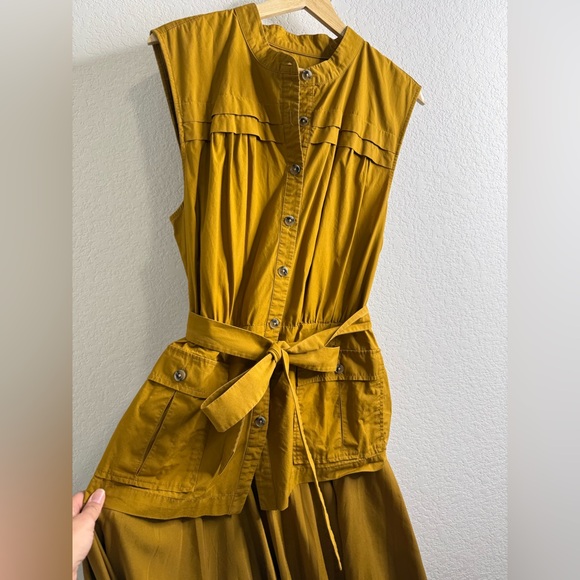 Anthropologie Sleeveless Vested Pleated
Midi Dress XL Utility Pockets Self Belt - Picture 8 of 16